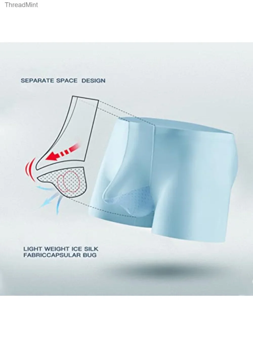Men's Ice Silk Boxer Briefs Breathable Seamless Underwear 3-Pack